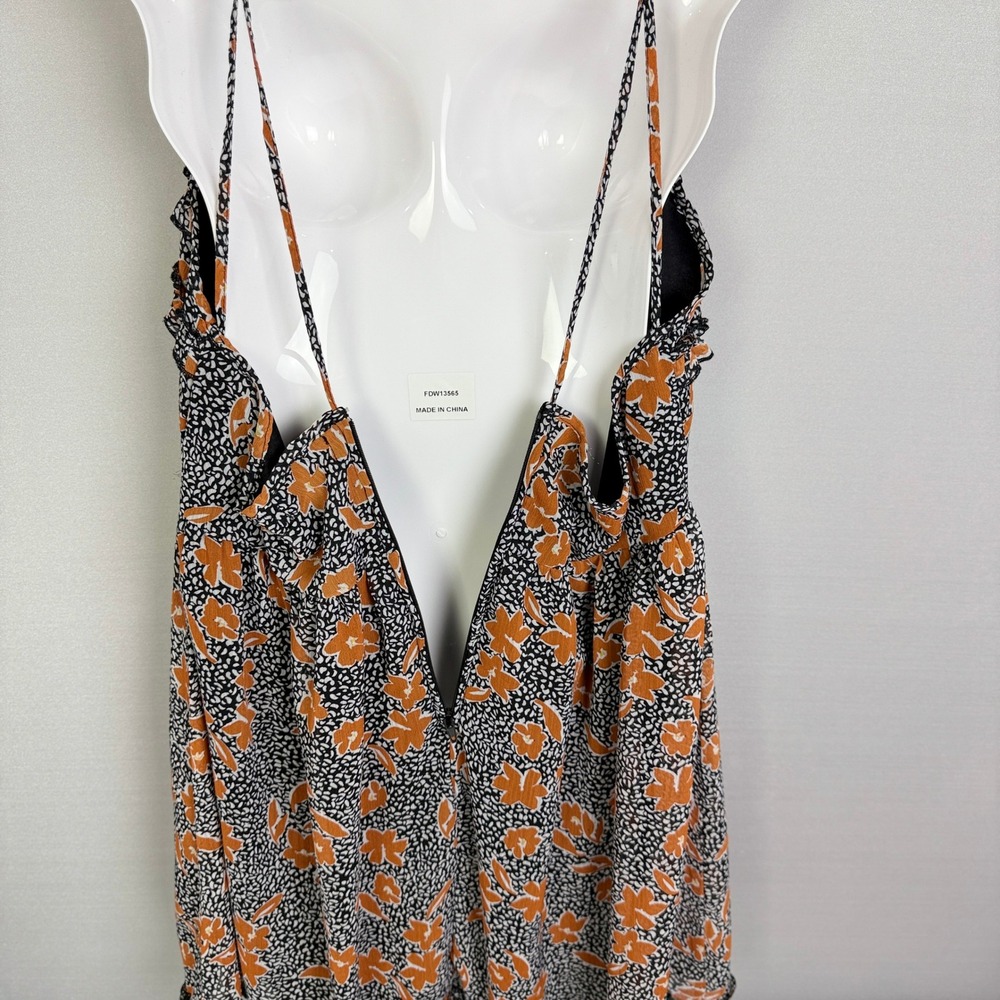 Floral Print Mini Dress Sleeveless‎ Ruffle Trim Casual Summer Cute - Size?